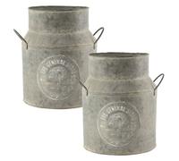 YouGarden Pair of Tin Planters Milk Churn 15cm Planter for Flowers