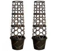 Yougarden Pair Of Tower Pot Flower Planters With Trellis Frames For Climbing Plants, Support Frame Cage Plant Pots For Gardens, Pa