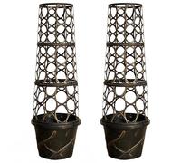 YouGarden Pair of Tower Pot Flower Planters with Trellis Frames for Climbing Plants, Support Frame Cage Plant Pots for Gardens, Patios or Indoors Perfect for Climbing Plants in Gardens