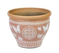 Yougarden Papilio Planters, 2 X 38Cm Terracotta Style Plastic Pots, Butterfly Design Garden Containers With Drainage Outdoor