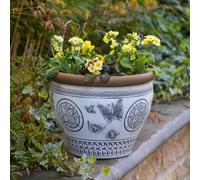 Yougarden Papilio Planters, 2 X 38Cm White Plastic Pots, Butterfly Design, Garden Patio Container With Drainage Holes