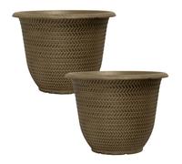 YouGarden Parker Dark Beige Planters 30cm diameter x 2