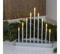 YouGarden Silver CandleBridge - 9 LED Lights, Indoor Christmas Centrepiece, Battery Operated, 26x25cm