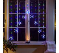Yougarden Snowflake Curtain Lights, Multicoloured, 120Cm X 120Cm, Mains Powered, For Indoor Outdoor Use, Christmas Decoration