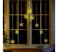 Yougarden Snowflake Curtain Lights, Warm White, 120Cm X 120Cm, Mains Powered, For Indoor Outdoor Use, Christmas Decoration