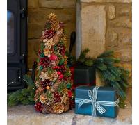 YouGarden Three Kings Cone, 45cm Tall, Free Standing Tree, Pinecones, Berries, Greenery, Festive Decoration