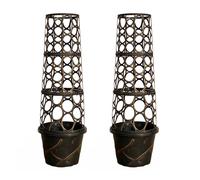 YouGarden Pair of Tower Pot Flower Planters with Trellis Frames for Climbing Plants, Support Frame Cage Plant Pots for Gardens, Patios or Indoors Perfect for Climbing Plants in Gardens