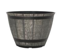 YouGarden Whisky Barrel Planters, 2 x 30cm Rustic Wood Effect, Outdoor Containers Ready To Plant, Garden Display