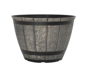 YouGarden Whisky Barrel Planters, 2 x 30cm Rustic Wood Effect, Outdoor Containers Ready To Plant, Garden Display