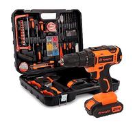 Yougfin Drill Sets Power Tool Combo Kit with 2 Batteries & Charger, 20V Battery Powered Cordless Drill Set with 114pcs Hand Tools, Tool Box with Electric Drill for Home