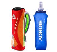YOUGLE Handheld Water Bottle with 500ml Soft Flask and Hand Strap Cpmpatible for Hydration Pack, Quick Grip for Outdoor Running Hiking Marathon Jogging Cycling (Orange Bag With Bottle)