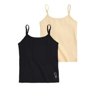 YouGotPlanB Cotton Padded Camisole | Pack of 2 | Ages 8-16 Years | Built-in Light Padding | Full Coverage | Perfect for School, Skin & Black, 14-16 Years