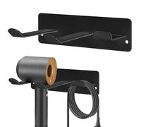 YOUGRIDDA Hair Dryer Holder Wall Mounted - 304 Stainless Steel Drying Rack for Bathroom, Bedroom, Salon | Universal Fit for All Hair Dryers | Space Saving Organiser (Black)