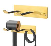 YOUGRIDDA Hair Dryer Holder, Wall Mounted Rack Compatible with All Hair Dryer, Space Organizer for Bathroom/Bedroom/Washroom/Barbershop, 304 Stainless Steel (Golden)