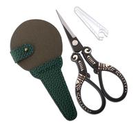 YOUGUOM Antique Scissors with Cover, Sharp Sewing Scissor for Craft Needlework Cross Stitch, Small Thread Snips Little Detail Shears Black DIY Tools