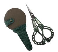 YOUGUOM Crochet Scissors with Case, Sewing Scissor for Embroidery Craft Needlework Cross Stitch Snips, Detail Threading Shears Vintage Golden Green