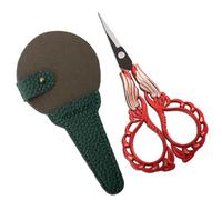 YOUGUOM Little Sewing Scissors with Cover Sharp Detail Scissor for Craft Embroidery Needlework Threading Snips, Small Cross Stitch Shears Golden Red