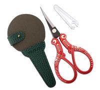 YOUGUOM Sewing Scissors, Embroidery Scissors with Case for Craft Needlework Cross Stitch Crochet, Little Thread Snips Small Detail Shears Vintage Red