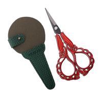 YOUGUOM Small Scissors Embroidery Sewing Crafting Scissor Sharp Tip Shears for Needlework Threading Craft Artwork DIY Tools, 4.3in Vintage Red Scissors W/Sheath