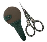 YOUGUOM Vintage Needlework Scissors with Cover, Small Sewing Scissors for Embroidery Craft Cross Stitch Crochet Yarn, Detail Thread Shears Sharp Snips Green