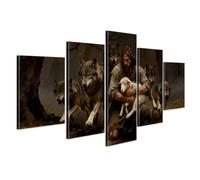 YOUHONG 5 Pieces Jesus Wall Art Religious Decor Jesus and Lamb Canvas Wall Art with Wooden Frame, Religious Decor Christian Posters for Living Room Decoration Ready to Hang (50''W x 24''H)