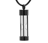 YOUHU Ashes Necklace,Unisex Memorial Urn Pendant For Ashes Eternity Time Hourglass Black Snake Chain Detachable Cremation Jewelry Keepsake