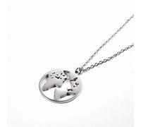 YOUHU Map Necklace,Delicate Silver World Map Pendant Charms Global Chain Fashion Earth Travel Jewelry Gifts For Men Women