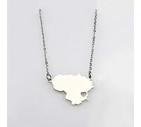 YOUHU Map Necklace For Women,Silver Lithuania Map Pendant Hollow Heart Map Outline Elegant Retro Jewelry Patriotic Accessories Anniversary Christmas Unisex Gift