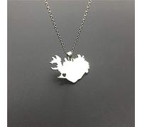 YOUHU Map Necklace For Women,Vintage Iceland Map Silver Pendant Hollow Heart Country Map Outline Charms Jewelry Patriotic Accessories Anniversary Christmas Unisex Gift