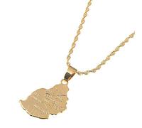 YOUHU Map Necklace For Women,Vintage Ile Maurice Map Golden Pendant Engraved Letter Country Border Patriotic Jewelry Charms Accessories Birthday Christmas Unisex Gift