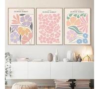 Youihom YHH004-40 x 50 cm 3 Floral Wall Poster Colorful Flowers Poster Flower Market Picture Abstract Flower Canvas Flowers Wall Decoration Living Room Bedroom Without Frame (YHH004-40 x 50 cm)