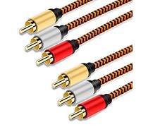 Youii Audio Video RCA Cable 10m, 3RCA to 3RCA Composite AV Cable Compatible with Set-Top Box,Speaker,Amplifier,DVD Player,24K Gold Plated. (10m)