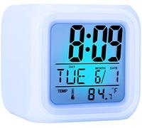 YouJabz 7 Colour Changing Night Light Children's Alarm Clock, Snooze Touch Control Temperature for Children's Room, Digital Clock for Children, Girls, Boys, Grow Clock for Toddlers, Back to School