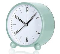 YouJabz Alarm Clock, Super Silent Non Ticking Small Clock with Night Light, Battery Operated, Simply Design, for Bedroom, Bedside, Desk, Back to School, Learning Awards Student gift