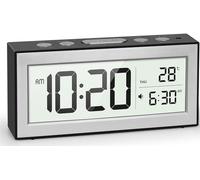 YouJabz Digital Alarm Clock with LCD Display, Alarm Clock Battery Operated with Night Light, 12/24H Time Switch,5 Alarm Schedule, Snooze, Auto Brightness Adjustment,Temperature ℃/℉ Switch