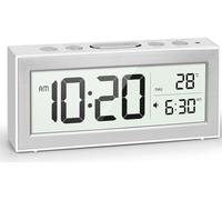YouJabz Digital Alarm Clock with LCD Display, Alarm Clock Bedside Battery Operated with Night Light, 5 Alarm Schedule, Auto Brightness Adjustment, Snooze, Calendar, 12/24H, °F/°C