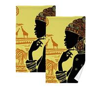 YOUJUNER 2 Piece Cotton Towel Set African Black Woman Hand Towel Face Towels Bath Towels Washcloths Fingertip Decorative Towels
