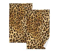 YOUJUNER 2 Piece Cotton Towel Set Leopard Print Hand Towel Face Towels Bath Towels Washcloths Fingertip Decorative Towels