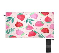 YOUJUNER Beach Towel Pink Starwberry Pattern Quick Dry Sand Free Large Beach Bath Towel for Swimming Summer Holiday Travel Camping