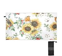 YOUJUNER Beach Towel Robin Sunflowers Quick Dry Sand Free Large Beach Bath Towel for Swimming Summer Holiday Travel Camping