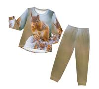 YOUJUNER Boys Girls Pyjamas Set Animal Squirrel Sleepwear Loungewear Set Nightwear Long Sleeve Pjs Outfits for Unisex Kids Toddler Multicolor