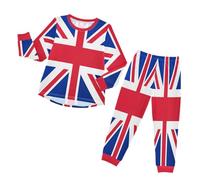 YOUJUNER Boys Girls Pyjamas Set British UK Flag Sleepwear Loungewear Set Nightwear Long Sleeve Pjs Outfits for Unisex Kids Toddler Multicolor