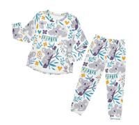 YOUJUNER Boys Girls Pyjamas Set Cute Koala Bear Pattern Sleepwear Loungewear Set Nightwear Long Sleeve Pjs Outfits for Unisex Kids Toddler Multicolor