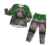 YOUJUNER Boys Girls Pyjamas Set Funny Gorilla Monkey Sleepwear Loungewear Set Nightwear Long Sleeve Pjs Outfits for Unisex Kids Toddler Multicolor