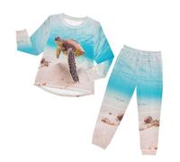 YOUJUNER Boys Girls Pyjamas Set Sea Animal Turtle Sleepwear Loungewear Set Nightwear Long Sleeve Pjs Outfits for Unisex Kids Toddler Multicolor
