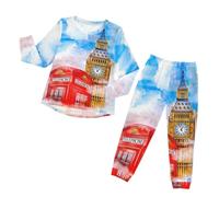 YOUJUNER Boys Girls Pyjamas Set Vintage UK London Big Ben Sleepwear Loungewear Set Nightwear Long Sleeve Pjs Outfits for Unisex Kids Toddler Multicolor