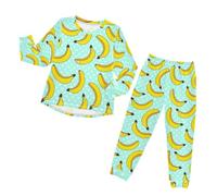 YOUJUNER Boys Girls Pyjamas Set Yellow Bananas Pattern Sleepwear Loungewear Set Nightwear Long Sleeve Pjs Outfits for Unisex Kids Toddler