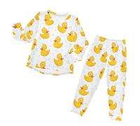 YOUJUNER Boys Girls Pyjamas Set Yellow Ducks Sleepwear Loungewear Set Nightwear Long Sleeve Pjs Outfits for Unisex Kids Toddler