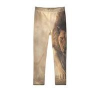 YOUJUNER Girls Leggings African Wild Lion Full Length Trousers Stretchy Casual Wear Kids Pants for Age 4-10 Child Multicoloured