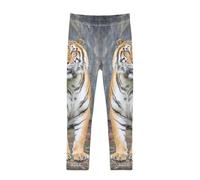 YOUJUNER Girls Leggings Animal Tiger Print Full Length Trousers Stretchy Casual Wear Kids Pants for Age 4-10 Child Multicoloured